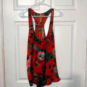 Lady Flower printed Multi-color flowy tank, open back